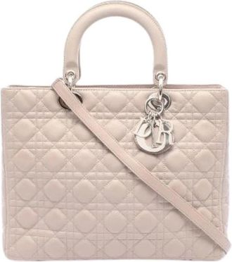 Dior Pre-owned Lady Dior Large 2Way Handbag - Dames - Vintage Handtas - Beige - ONE Size - Vintage