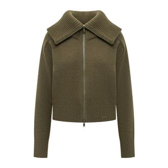 Victoria Beckham Cardigan con zip e collo ampio - - Knitwear - Donna - Verde - S