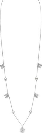 Yoko London 18kt white gold Petal diamond and pearl necklace - women - 18kt White Gold/Akoya Pearl/Diamond - One Size - Silver