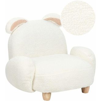 Beliani Poltrona animale Imbottitura in bouclé Forma di coniglio Design Peluche Mobili per bambini Bianco Sporco Kanna