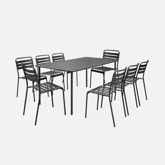 Sweeek Set Mesa De Jard&iacute;n Bistr&oacute; De Acero Con 8 Sillas, 160cm