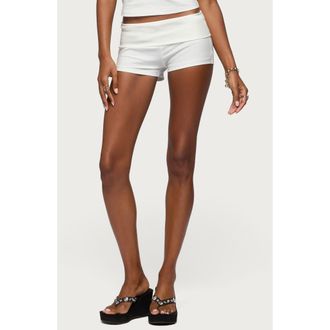 Edikted Palo Foldover Shorts in White at Nordstrom, Size X-Small