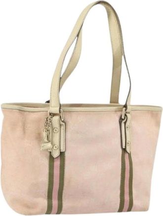 Gucci Pre-owned Tote Bags, female, Pink, Size: ONE SIZE Pre-owned Canvas Tote Bag