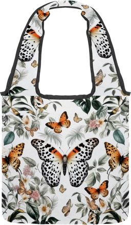 Generic Art Jungle Butterflies Reversible Canvas Shoulder Tote - Double-Sided Print, 12oz Cotton, 27cm Drop, Fold-Flat Bag for Travel, Shopping, Street Outing