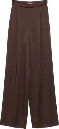 Max Mara Wide Broeken - Dames - Wijde Broeken - Bruin - M - Satijn - Broeken