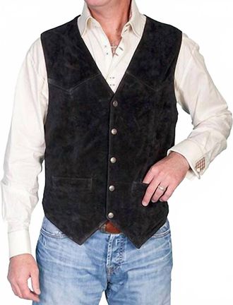 Scully Calf Suede Vest In Black