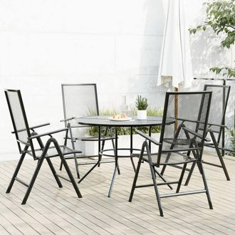 Berkfield Home Reclining Garden Chair Set 5 pcs Anthracite Powder-coated Steel in Black