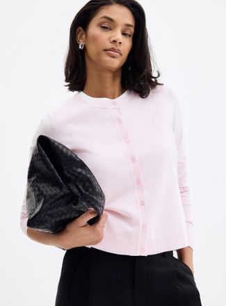 Contemporaine Womens Fine-knit crew-neck Cardigan Sweater