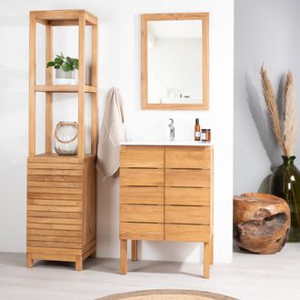 Wanda Collection Mueble Ba&ntilde;o De Teca Y Cer&aacute;mica Ananta L60 Cm
