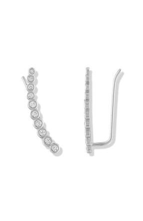 BEN ONI Bezel CZ Ear Climbers in Silver at Nordstrom
