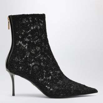 Dolce & Gabbana Black lace and patent leather ankle boot