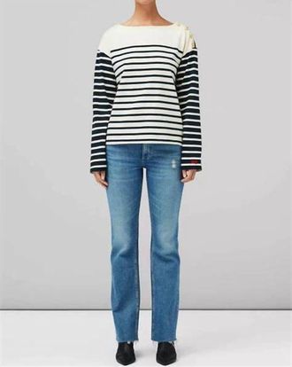 Rag & Bone Bardot Stripe Ls In Ivory Stripe