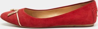 Tod's Tods Red Suede Tassel Ballet Flats
