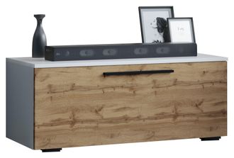 ebuy24 Muebles De Tv Vcm Lowboard Gabinete De Tv Con Puerta Plegable Ancha Dimensiones Al. 39 X An. 95 X T. 40 Cm Muebles Fernseh - Arila S (blanco / Roble D
