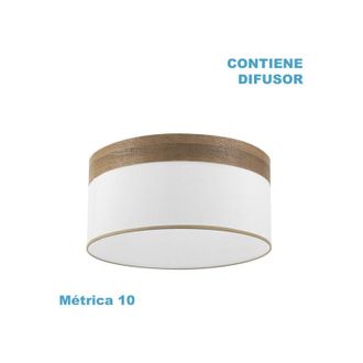 Fabrilamp Pantalla colgante cloe m10 blanca/madera-oscura 50dx50dx22h difusor incluido