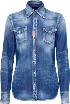 Dsquared2 Camicia denim con baffatura - Blu