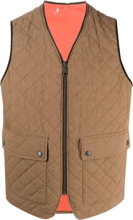 Dsquared2 Omkeerbaar Gewatteerd Vest Jas - Heren - Bodywarmers - Bruin - M - Katoen - Jassen