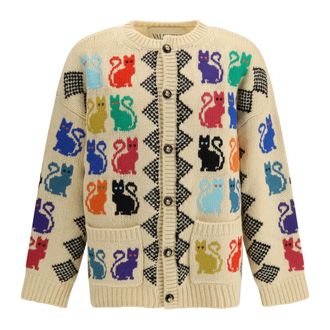 Valentino C&aacute;rdigan de Lana con Estampado Jacquard Le Chat de la Maison - Knitwear - Hombre - Multicolor - M