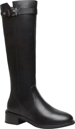 Generic Womens Long Boots Side Zipper Belt Buckle Slimming Knee-High Knight Boots