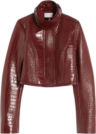 Sportmax Red Alligator Print Patent Leather Jacket