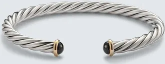 David Yurman Cable 14kt gold and sterling silver cuff bracelet with onyx
