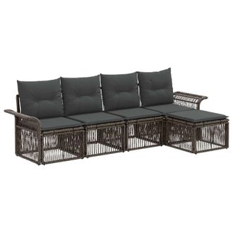 vidaXL Conjunto De Sof&aacute;s De Jard&iacute;n 5 Pcs Gris Rat&aacute;n Sint&eacute;tico Vidaxl