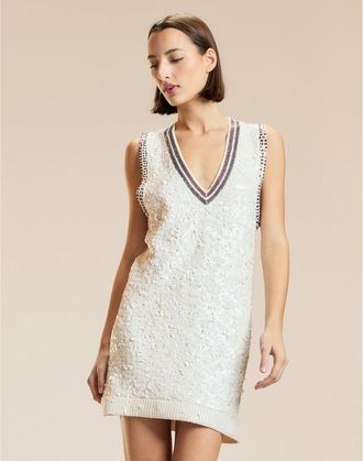 Cynthia Rowley Sequin V-neck Mini Knit Dress