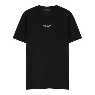 Versace T-shirt met geborduurd logo - Heren - Tops - Zwart - Maat: M Katoen