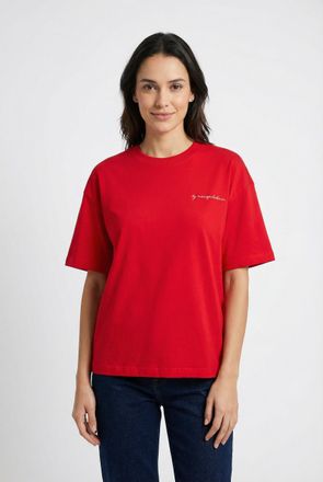 Marc O'Polo Denim T-Shirt MARC OPOLO DENIM, Damen, Gr. XL, carmine rot, Jersey, Obermaterial: 100% Baumwolle, relaxed fit normal, Rundhals, Shirts T-Shirt, Relaxed Fit,