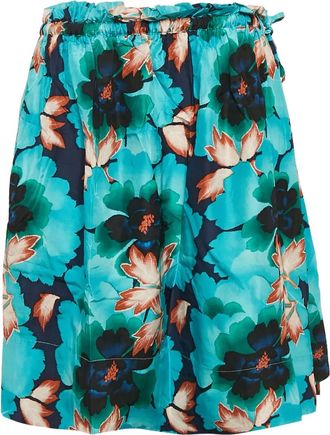 Kenzo Gonna in seta a fiori - Blu