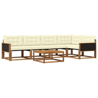 vidaXL Conjunto De Sof&aacute;s De Exterior Con Coj&iacute;n 6 Pcs Natural Y Crema Vidaxl