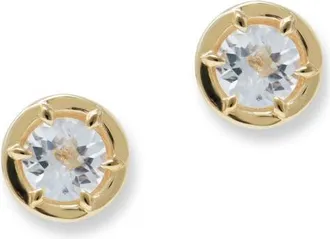 Anzie Melia Kate Topaz Stud Earrings in Yellow Gold at Nordstrom