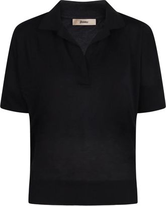 Herno Polo Shirt met Logo Detail - Dames - Polos - Blauw - M - Katoen - Tops