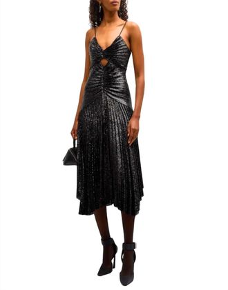 A.L.C. Lou Sequined Keyhole Midi-Dress In Black