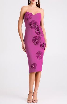 Helsi Kaia Floral Appliqu&eacute; Strapless Dress in Berry at Nordstrom, Size Xx-Large