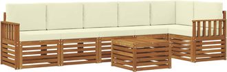 vidaXL Conjunto De Sof&aacute;s De Exterior 7 Uds. Natural Y Crema Poli&eacute;ster Vidaxl