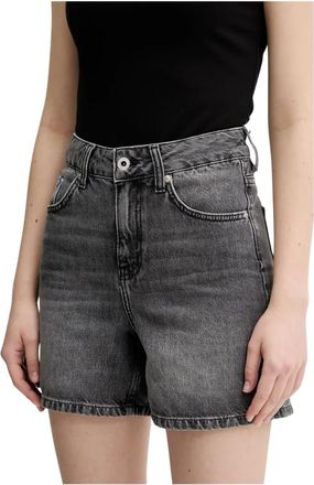 Karl Lagerfeld High-waisted Denim Shorts - Dames - Denim shorts - Grijs - W24 - Denim - Korte Broeken