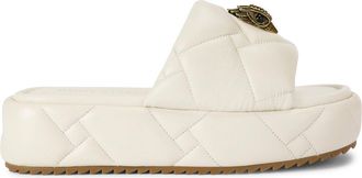 Kurt Geiger Womens Leather Kensington Puff Flatform Sandals - White - Size UK 7