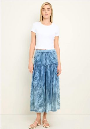 Michael Stars Emi Tiered Skirt In Indigo Stripe