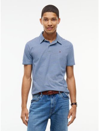 Tommy Hilfiger Mens Regular Fit Striped Jersey Polo - Blue - XXXL