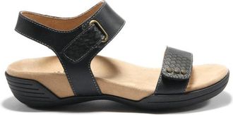 H&auml;lsa Footwear Dominica Sandals Womens Black Leather Adjustable Strap JOBB1027