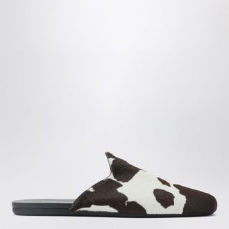 Prada White/dark brown mules with animal print