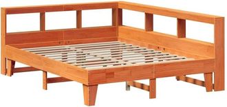 vidaXL Vidaxl - Cama Con Estanter&iacute;a Sin Colch&oacute;n Madera Maciza Marr&oacute;n 150x200 Cm