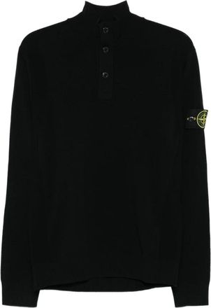 Stone Island Zwarte T-shirt voor mannen Aw 25 - Heren - Coltruien - Zwart - 3XL - Wol - Truien & Vesten