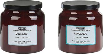 Beliani Conjunto De 2 Velas Arom&aacute;ticas 100% Cera De Soja Mecha De Algod&oacute;n Vidrio Fragancia Fresca Bergamota/coco Absolute Alchemy