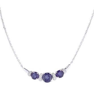 Diamant L'&eacute;ternel Womens 9ct White Gold Necklaces With 0.04ct Diamond & Sapphire - One Size