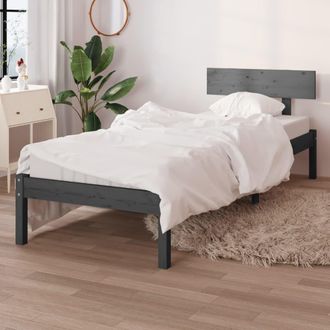 vidaXL Vidaxl - Estructura De Cama Individual Sin Colch&oacute;n Madera De Pino Gris