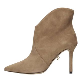 Maisons Skorpios Astrid Su&egrave;de Enkellaarsjes - Dames - Laarzen met Hak - Beige - 40 1/2 EU - Su&egrave;de - Schoenen