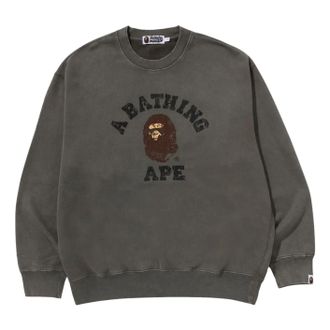 A Bathing Ape Garment Dye College Relaxed Fit Crewneck Olive Drab 1L80-113-308-OLV