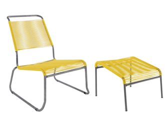 Schubiger M&ouml;bel Spaghetti-Kufen-Lounger-Hochlehner + Hocker S&auml;ntis